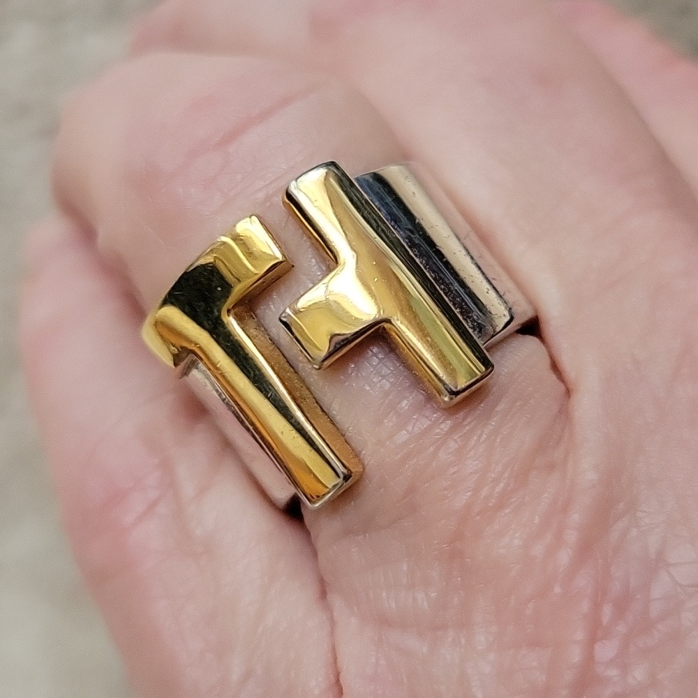Tommy Hilfiger Two Tone Gold / Silver Ring about 9.5 size